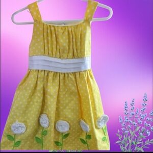 American Princess Girls Polka Dot Dress Yellow White Flowers Summer Easter, 2T